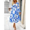 imagePRETTYGARDEN Womens Spring Floral Midi Dress Casual Fall V Neck Long Sleeve Flowy Beach Wedding Guest Vacation DressesBlue White Watercolour