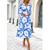 imagePRETTYGARDEN Womens Spring Floral Midi Dress Casual Fall V Neck Long Sleeve Flowy Beach Wedding Guest Vacation DressesBlue White Watercolour