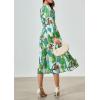 imagePRETTYGARDEN Womens Spring Floral Midi Dress Casual Fall V Neck Long Sleeve Flowy Beach Wedding Guest Vacation DressesGreen