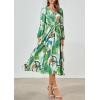 imagePRETTYGARDEN Womens Spring Floral Midi Dress Casual Fall V Neck Long Sleeve Flowy Beach Wedding Guest Vacation DressesGreen