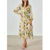 imagePRETTYGARDEN Womens Spring Floral Midi Dress Casual Fall V Neck Long Sleeve Flowy Beach Wedding Guest Vacation DressesGreen Floral