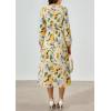imagePRETTYGARDEN Womens Spring Floral Midi Dress Casual Fall V Neck Long Sleeve Flowy Beach Wedding Guest Vacation DressesGreen Floral
