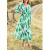 imagePRETTYGARDEN Womens Spring Floral Midi Dress Casual Fall V Neck Long Sleeve Flowy Beach Wedding Guest Vacation DressesGreen Watercolour