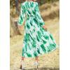 imagePRETTYGARDEN Womens Spring Floral Midi Dress Casual Fall V Neck Long Sleeve Flowy Beach Wedding Guest Vacation DressesGreen Watercolour