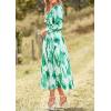 imagePRETTYGARDEN Womens Spring Floral Midi Dress Casual Fall V Neck Long Sleeve Flowy Beach Wedding Guest Vacation DressesGreen Watercolour
