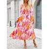 imagePRETTYGARDEN Womens Spring Floral Midi Dress Casual Fall V Neck Long Sleeve Flowy Beach Wedding Guest Vacation DressesMulticolored Print