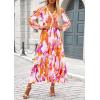 imagePRETTYGARDEN Womens Spring Floral Midi Dress Casual Fall V Neck Long Sleeve Flowy Beach Wedding Guest Vacation DressesMulticolored Print