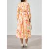 imagePRETTYGARDEN Womens Spring Floral Midi Dress Casual Fall V Neck Long Sleeve Flowy Beach Wedding Guest Vacation DressesOrange Floral