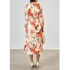 imagePRETTYGARDEN Womens Spring Floral Midi Dress Casual Fall V Neck Long Sleeve Flowy Beach Wedding Guest Vacation DressesOrange Watercolour