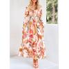 imagePRETTYGARDEN Womens Spring Floral Midi Dress Casual Fall V Neck Long Sleeve Flowy Beach Wedding Guest Vacation DressesPink Watercolour