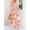 imagePRETTYGARDEN Womens Spring Floral Midi Dress Casual Fall V Neck Long Sleeve Flowy Beach Wedding Guest Vacation DressesPink Watercolour