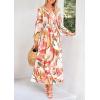 imagePRETTYGARDEN Womens Spring Floral Midi Dress Casual Fall V Neck Long Sleeve Flowy Beach Wedding Guest Vacation DressesPink Watercolour
