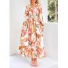 imagePRETTYGARDEN Womens Spring Floral Midi Dress Casual Fall V Neck Long Sleeve Flowy Beach Wedding Guest Vacation DressesPink Watercolour