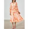 imagePRETTYGARDEN Womens Spring Floral Midi Dress Casual Fall V Neck Long Sleeve Flowy Beach Wedding Guest Vacation DressesRed Floral