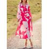 imagePRETTYGARDEN Womens Spring Floral Midi Dress Casual Fall V Neck Long Sleeve Flowy Beach Wedding Guest Vacation DressesRose Red Floral