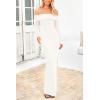imagePRETTYGARDEN Womens Winter Sweater Dress Long Sleeve Off Shoulder Slit Maxi Bodycon Cocktail Party DressesWhite