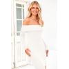 imagePRETTYGARDEN Womens Winter Sweater Dress Long Sleeve Off Shoulder Slit Maxi Bodycon Cocktail Party DressesWhite