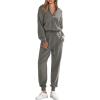 imagePRETTYGARDEN Womens 2 Piece Sweater Set Pullover Zip Up Sweatshirt Jogger Sweatpants Tracksuit Casual OutfitDark Grey