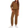 imagePRETTYGARDEN Womens 2 Piece Sweatsuits Set Long Sleeve Half Zip Pullover Sweatshirt Joggers Sweatpants Fall Outfits TracksuitBrown