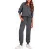 imagePRETTYGARDEN Womens 2 Piece Sweatsuits Set Long Sleeve Half Zip Pullover Sweatshirt Joggers Sweatpants Fall Outfits TracksuitDark Grey