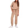 imagePRETTYGARDEN Womens 2 Piece Sweatsuits Set Long Sleeve Half Zip Pullover Sweatshirt Joggers Sweatpants Fall Outfits TracksuitKhaki