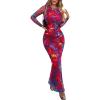 Navy Red Big Floral