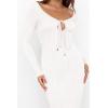imagePRETTYGARDEN Cocktail Dresses for Women 2024 Fall Long Sleeve Tie Front Cut Out Bodycon Sexy Club Party Maxi DressWhite