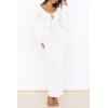 imagePRETTYGARDEN Cocktail Dresses for Women 2024 Fall Long Sleeve Tie Front Cut Out Bodycon Sexy Club Party Maxi DressWhite