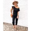 imagePRETTYGARDEN Jumpsuits for Women 2025 Summer Dressy Off Shoulder Romper Spring Vacation Travel Lounge Outfits ClothesBlack