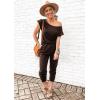 imagePRETTYGARDEN Jumpsuits for Women 2025 Summer Dressy Off Shoulder Romper Spring Vacation Travel Lounge Outfits ClothesBrown