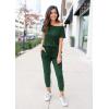 imagePRETTYGARDEN Jumpsuits for Women 2025 Summer Dressy Off Shoulder Romper Spring Vacation Travel Lounge Outfits ClothesDark Green