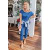 imagePRETTYGARDEN Jumpsuits for Women 2025 Summer Dressy Off Shoulder Romper Spring Vacation Travel Lounge Outfits ClothesGrey Blue