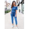 imagePRETTYGARDEN Jumpsuits for Women 2025 Summer Dressy Off Shoulder Romper Spring Vacation Travel Lounge Outfits ClothesGrey Blue