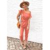 imagePRETTYGARDEN Jumpsuits for Women 2025 Summer Dressy Off Shoulder Romper Spring Vacation Travel Lounge Outfits ClothesPink