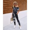 imagePRETTYGARDEN Jumpsuits for Women 2025 Summer Dressy Off Shoulder Romper Spring Vacation Travel Lounge Outfits ClothesTie Dyeblack