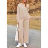 imagePRETTYGARDEN Womens 2 Piece Outfits Casual Long Sleeve Pullover Tops and Wide Leg Pants Knitted Lounge SetsApricot