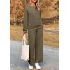 imagePRETTYGARDEN Womens 2 Piece Outfits Casual Long Sleeve Pullover Tops and Wide Leg Pants Knitted Lounge SetsArmy Green