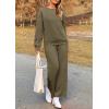 imagePRETTYGARDEN Womens 2 Piece Outfits Casual Long Sleeve Pullover Tops and Wide Leg Pants Knitted Lounge SetsArmy Green