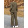 imagePRETTYGARDEN Womens 2 Piece Outfits Casual Long Sleeve Pullover Tops and Wide Leg Pants Knitted Lounge SetsArmy Green