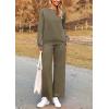 imagePRETTYGARDEN Womens 2 Piece Outfits Casual Long Sleeve Pullover Tops and Wide Leg Pants Knitted Lounge SetsArmy Green