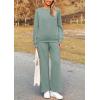 imagePRETTYGARDEN Womens 2 Piece Outfits Casual Long Sleeve Pullover Tops and Wide Leg Pants Knitted Lounge SetsBean Green