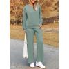 imagePRETTYGARDEN Womens 2 Piece Outfits Casual Long Sleeve Pullover Tops and Wide Leg Pants Knitted Lounge SetsBean Green