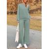 imagePRETTYGARDEN Womens 2 Piece Outfits Casual Long Sleeve Pullover Tops and Wide Leg Pants Knitted Lounge SetsBean Green