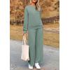 imagePRETTYGARDEN Womens 2 Piece Outfits Casual Long Sleeve Pullover Tops and Wide Leg Pants Knitted Lounge SetsBean Green