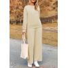imagePRETTYGARDEN Womens 2 Piece Outfits Casual Long Sleeve Pullover Tops and Wide Leg Pants Knitted Lounge SetsBeige