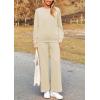 imagePRETTYGARDEN Womens 2 Piece Outfits Casual Long Sleeve Pullover Tops and Wide Leg Pants Knitted Lounge SetsBeige