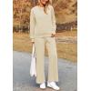 imagePRETTYGARDEN Womens 2 Piece Outfits Casual Long Sleeve Pullover Tops and Wide Leg Pants Knitted Lounge SetsBeige