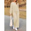 imagePRETTYGARDEN Womens 2 Piece Outfits Casual Long Sleeve Pullover Tops and Wide Leg Pants Knitted Lounge SetsBeige