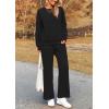 imagePRETTYGARDEN Womens 2 Piece Outfits Casual Long Sleeve Pullover Tops and Wide Leg Pants Knitted Lounge SetsBlack