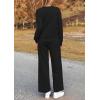 imagePRETTYGARDEN Womens 2 Piece Outfits Casual Long Sleeve Pullover Tops and Wide Leg Pants Knitted Lounge SetsBlack